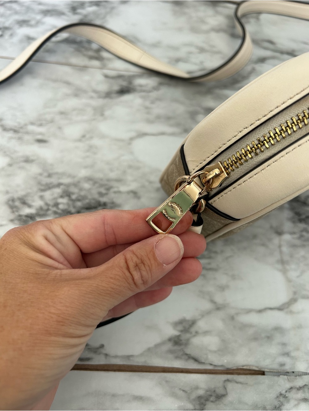 Coach Mini Jamie Camera Bag In Signature Canvas in light khaki / chalk white - Picture 8 of 11